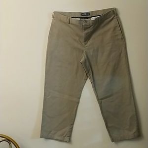 Men's straight leg ankle cut khaki pants.